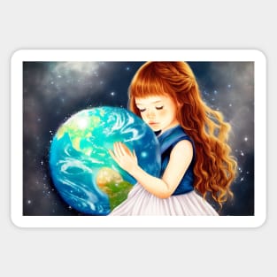 Save the earth girl Sticker